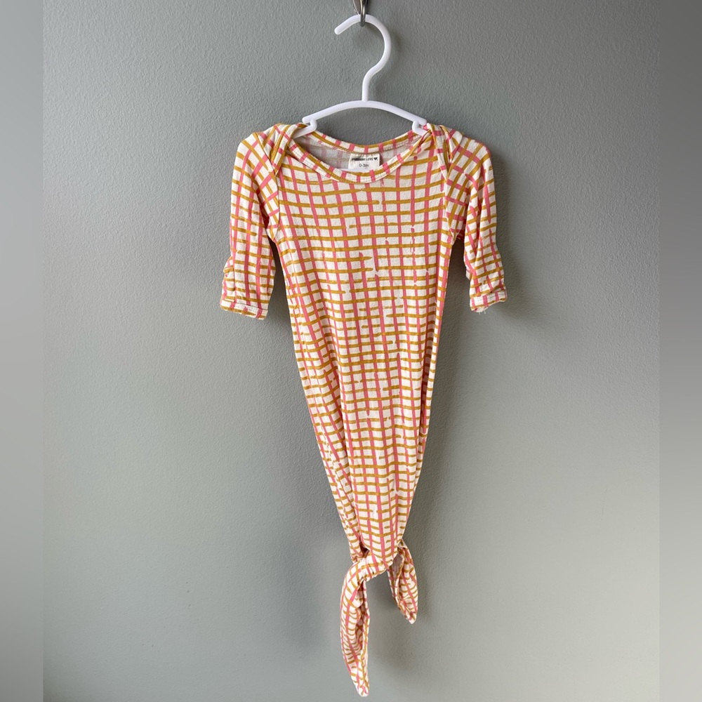 Spearmint Love Pink and Orange Bamboo Girls Knotted Gown 0-3 months